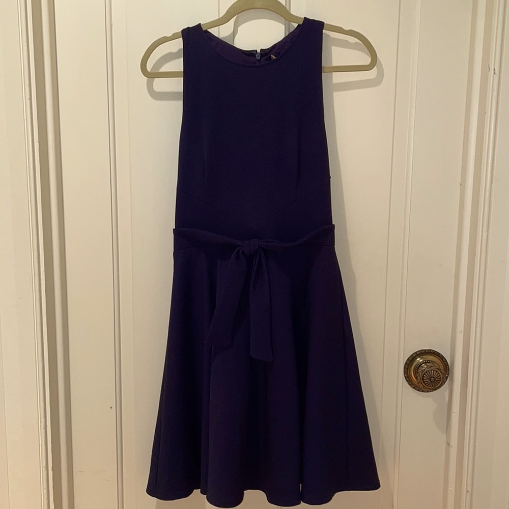 Navy Blue Sleeveless Fit and Flare Dress